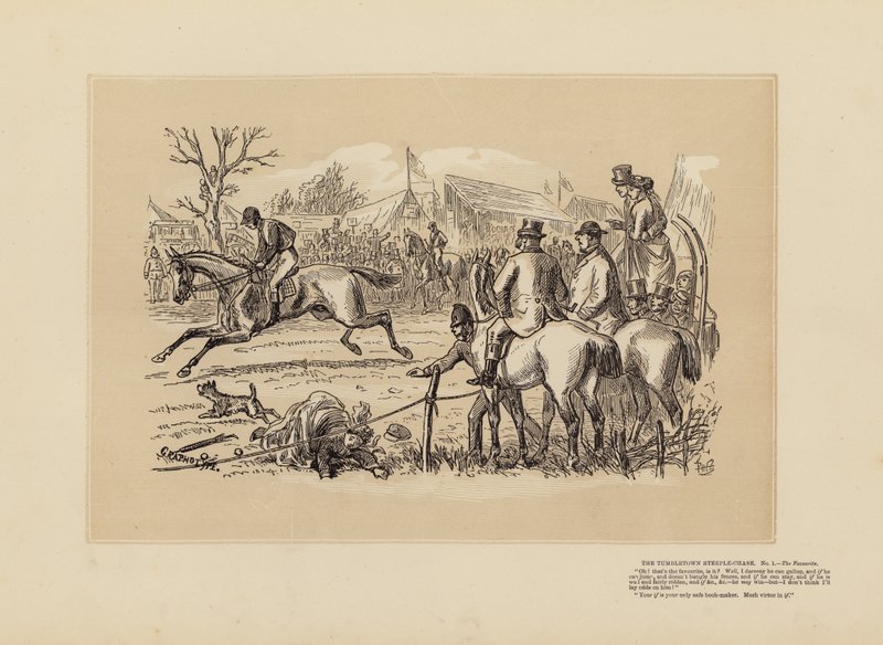 Tumbletown Steeple-Chase, nº 1, O Favorito (gravura) de Hablot Knight (1815 92) Browne