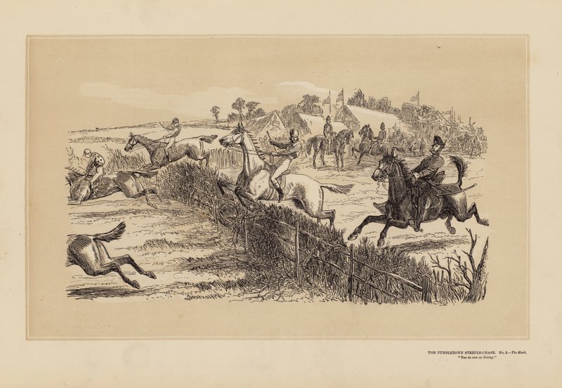 A Tumbletown Steeple-Chase, n.º 2, A partida (gravura) de Hablot Knight (1815 92) Browne