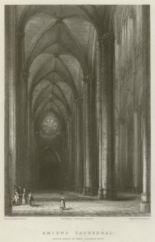 Amiens Cathedral, South Aisle of Nave, olhando para o oeste de Hablot Knight Browne