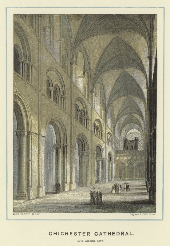 Chichester Cathedral, nave olhando para o leste de Hablot Knight Browne