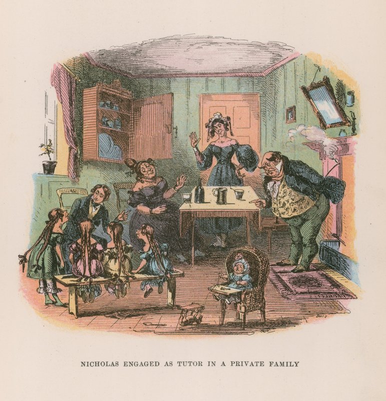 Ilustração para Nicholas Nickleby de Hablot Knight Browne