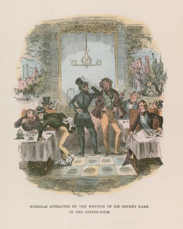 Ilustração para Nicholas Nickleby de Hablot Knight Browne