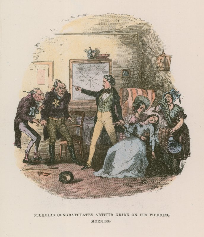 Ilustração para Nicholas Nickleby de Hablot Knight Browne