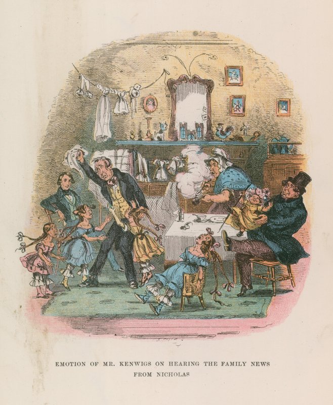 Ilustração para Nicholas Nickleby de Hablot Knight Browne
