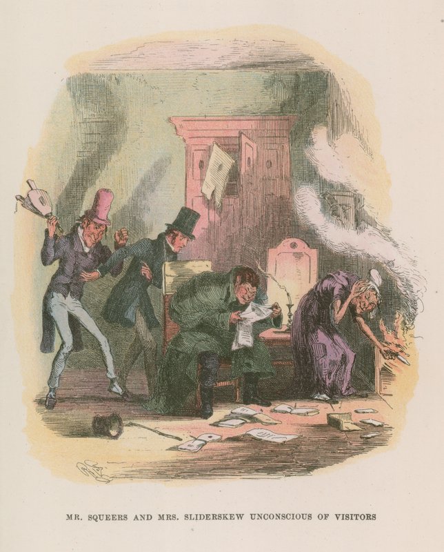 Ilustração para Nicholas Nickleby de Hablot Knight Browne
