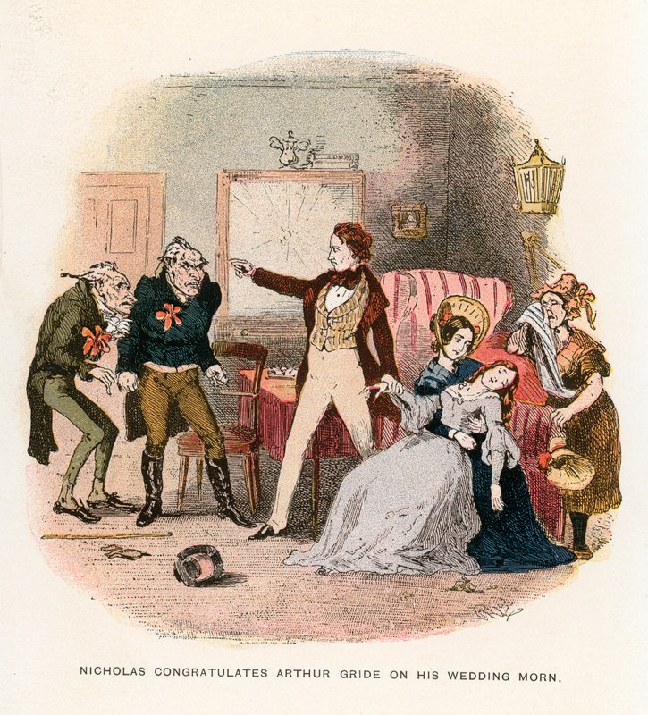 Ilustração para Nicholas Nickleby de Hablot Knight Browne