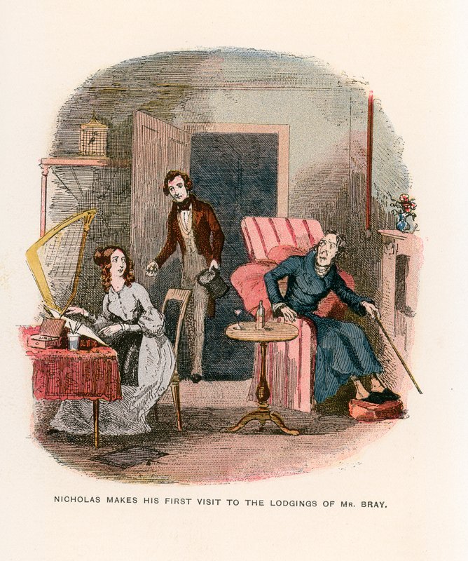 Ilustração para Nicholas Nickleby de Hablot Knight Browne