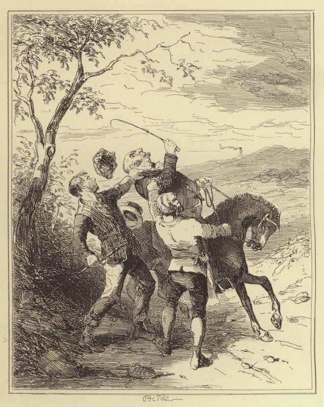 Jobling e Armstrong atacando o Sr. Fairles de Hablot Knight Browne