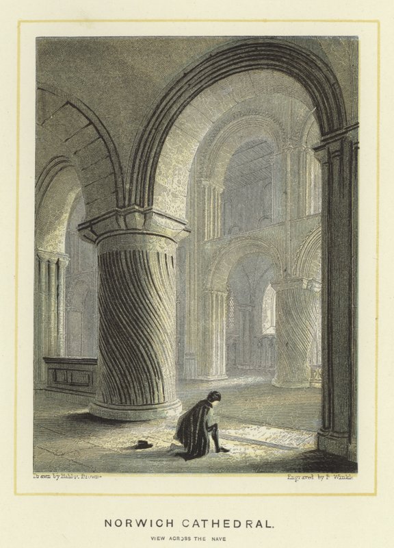 Catedral de Norwich, vista do outro lado da nave de Hablot Knight Browne