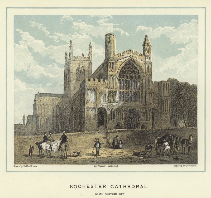 Rochester, catedral, norte ocidental, vista de Hablot Knight Browne