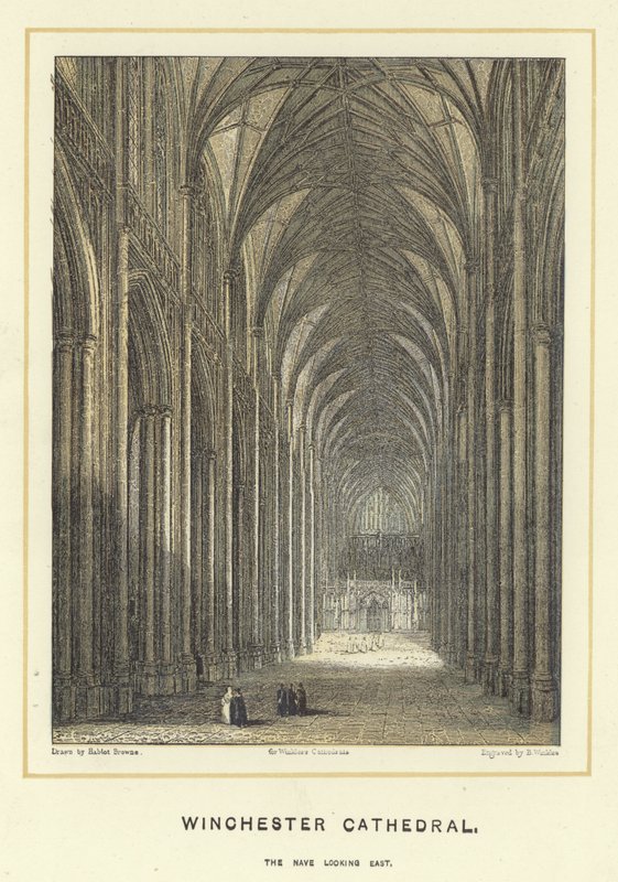 Catedral de Winchester, a nave olhando para o leste de Hablot Knight Browne