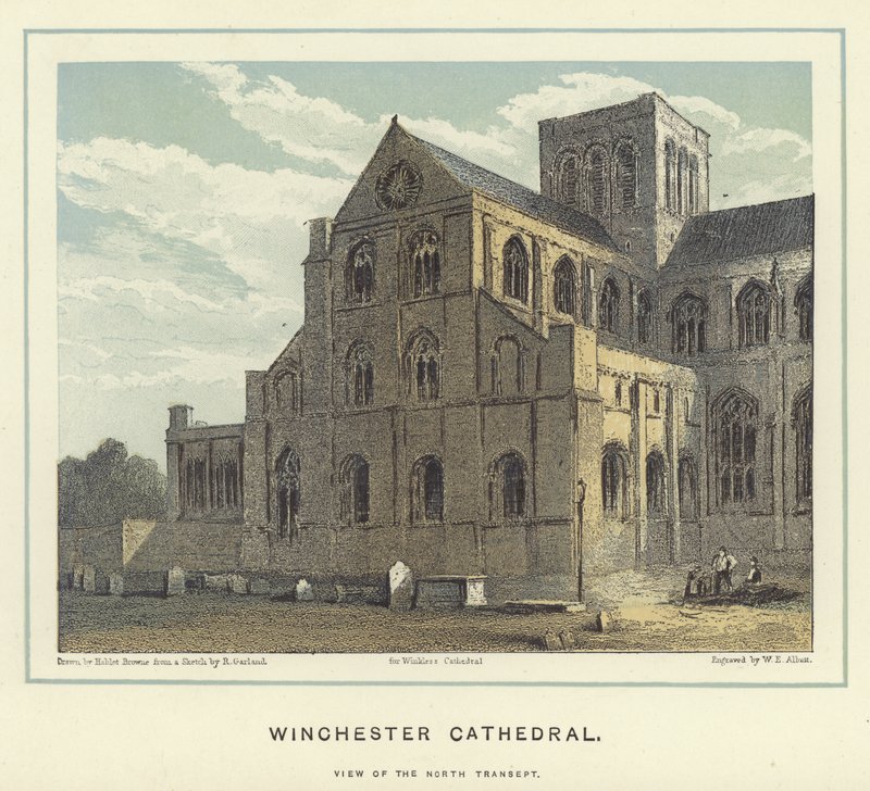 Catedral de Winchester, vista do transepto norte de Hablot Knight Browne