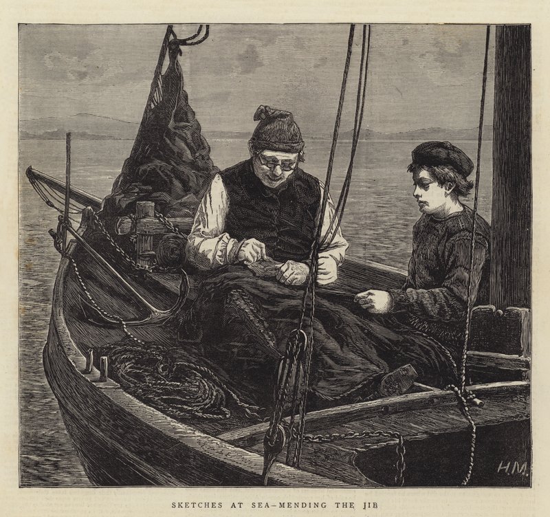 Esboços no mar, consertando o patíbulo de Hamilton Macallum