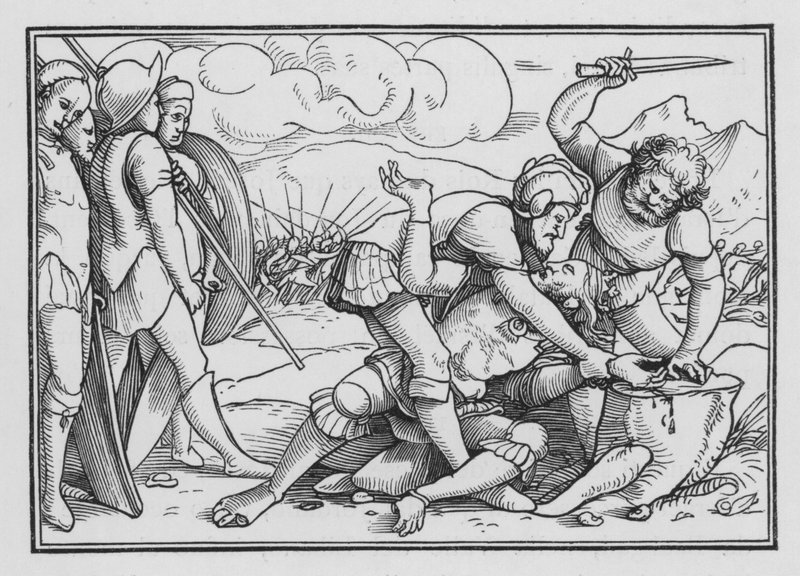 Adoni-Bezek Requited por sua crueldade, juízes I, 6 de Hans after Holbein the Younger