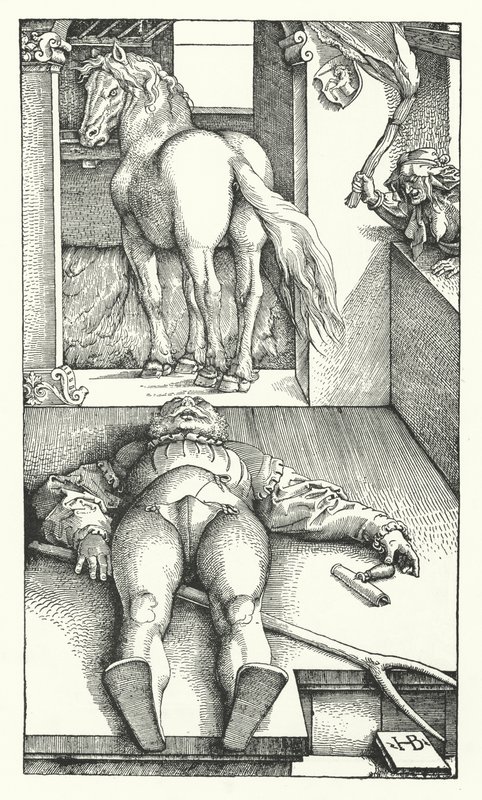 O noivo enfeitiçado (gravura) de Hans (after) Baldung Grien