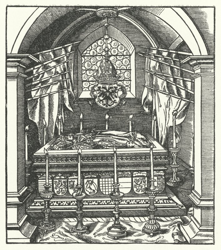 Um sarcófago dos Habsburgos (gravura) de Hans (after) Burgkmair