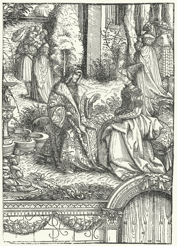 Maximiliano I, Santo Imperador Romano, e sua esposa Maria de Borgonha (gravura) de Hans (after) Burgkmair