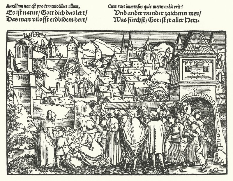 O terramoto (gravura) de Hans (after) Burgkmair