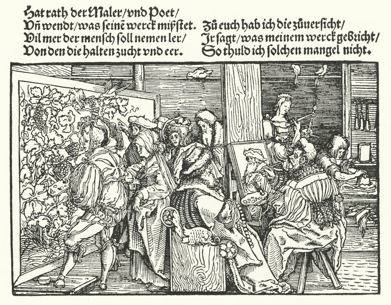 Os Pintores (gravura) de Hans (after) Burgkmair