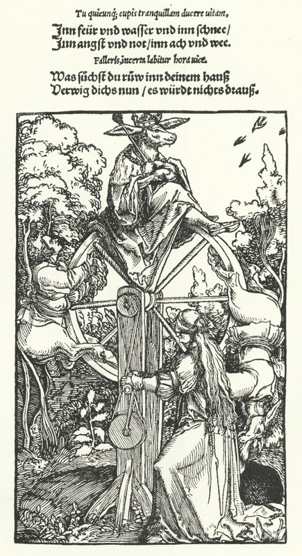 A Roda da Fortuna (gravura) de Hans (after) Burgkmair