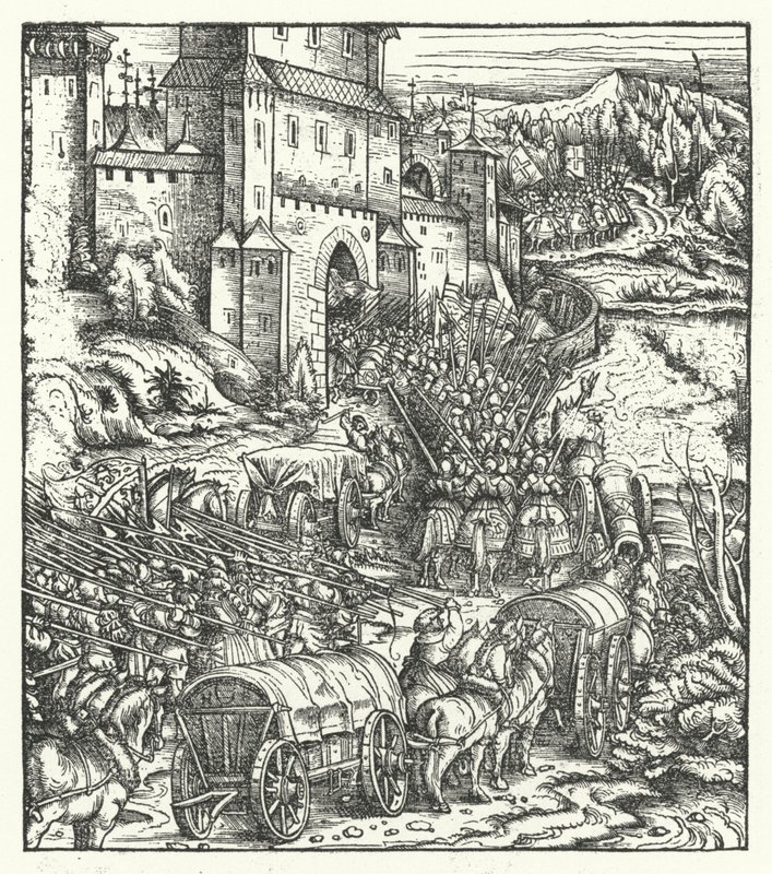 A captura da cidade de Tongeren de Hans (after) Burgkmair
