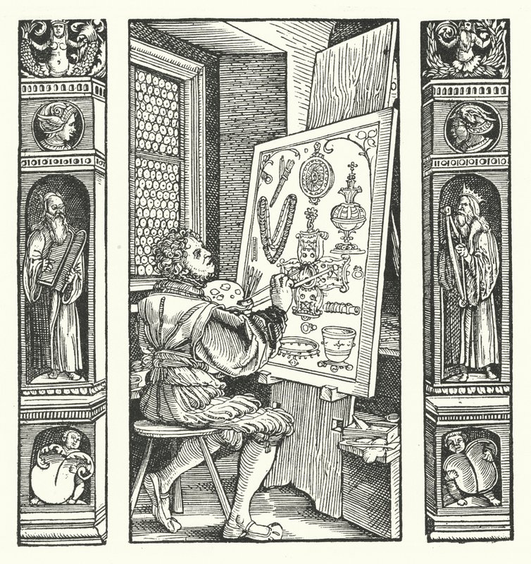 O pintor de jóias (gravura) de Hans (after) Burgkmair