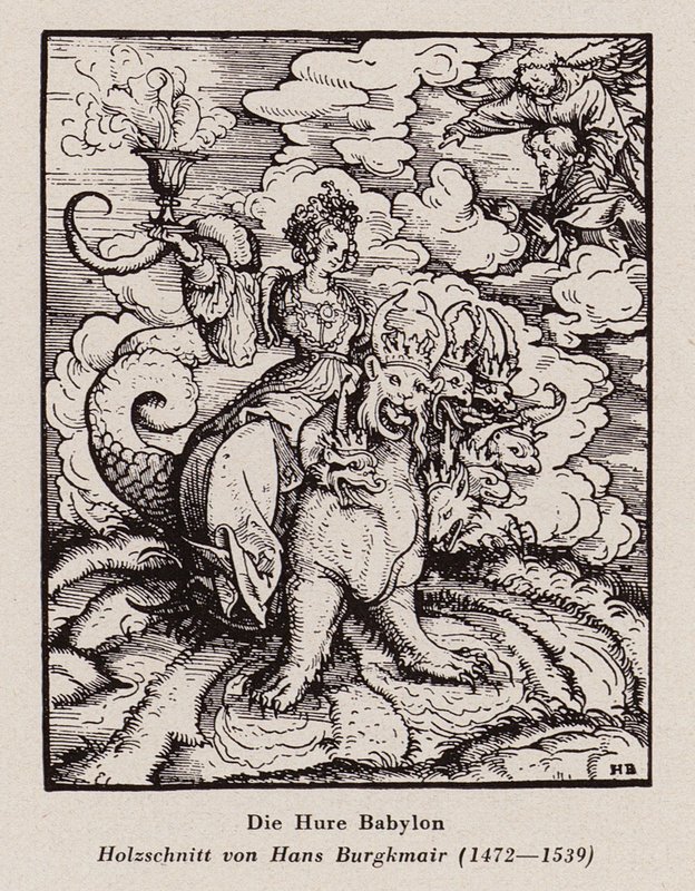 Puta da Babilónia (xilogravura) de Hans (after) Burgkmair