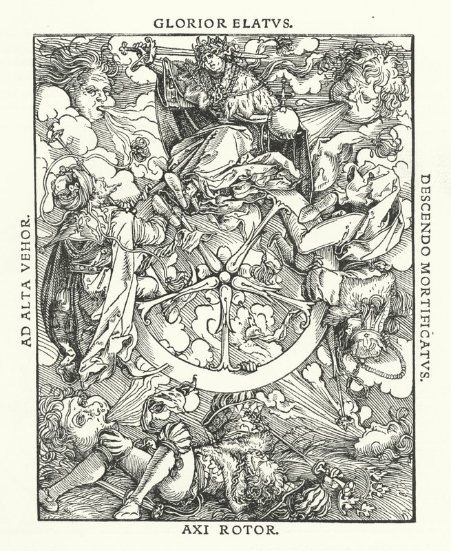Madeira cortada de De Remediis Utriusque Fortunae (Remédios para a Feira da Fortuna e Falta) por Petrarca (gravura) de Hans (after) Burgkmair
