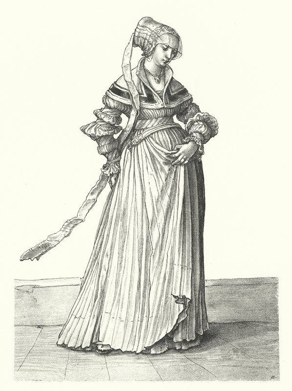 Figurino de uma mulher de Basileia (gravura) de Hans (after) Holbein the Younger