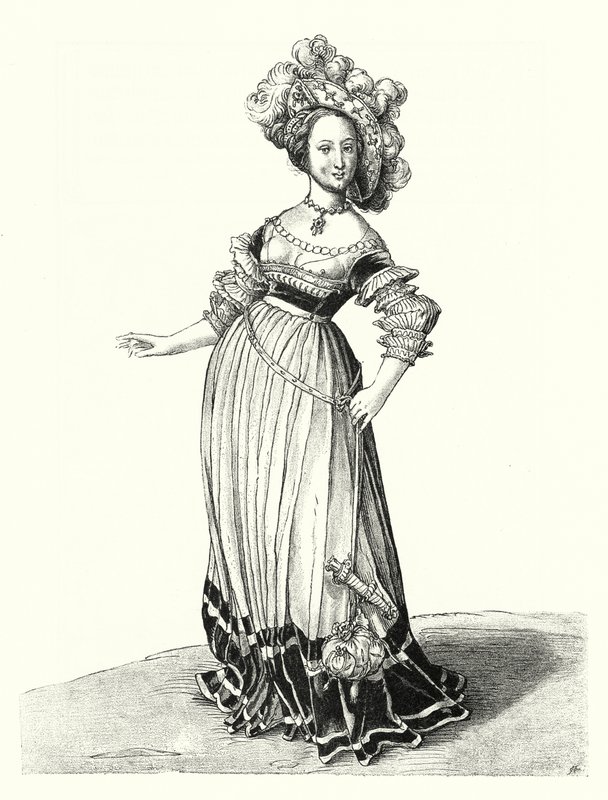 Figurino de uma mulher de Basileia (gravura) de Hans (after) Holbein the Younger