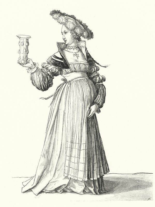 Figurino de uma mulher de Basileia (gravura) de Hans (after) Holbein the Younger