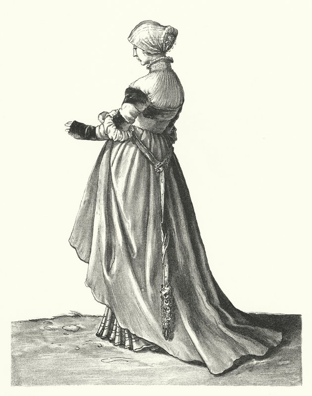 Figurino de uma mulher de Basileia (gravura) de Hans (after) Holbein the Younger