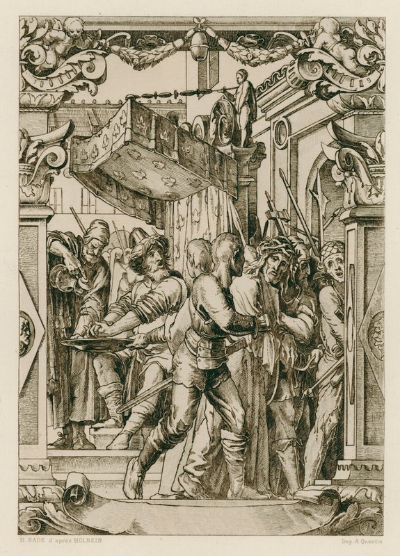 Jesus Cristo, Pilatos lavando as suas mãos (gravura) de Hans (after) Holbein the Younger