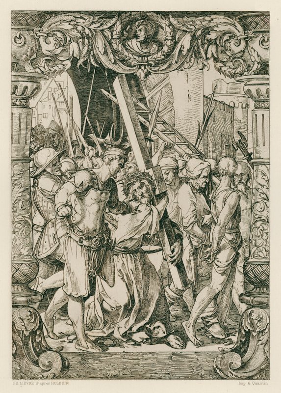 Jesus Cristo, subir ao Calvário (gravura) de Hans (after) Holbein the Younger