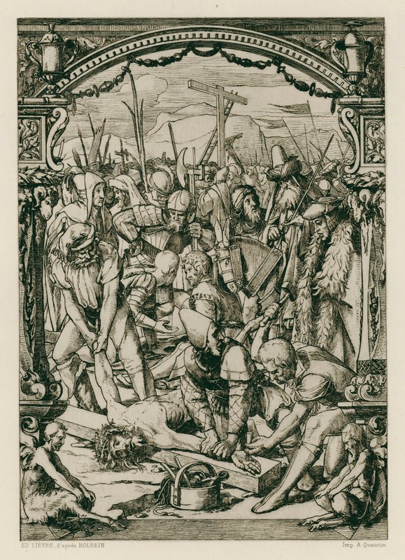 Jesus Cristo, pregado na cruz (gravura) de Hans (after) Holbein the Younger