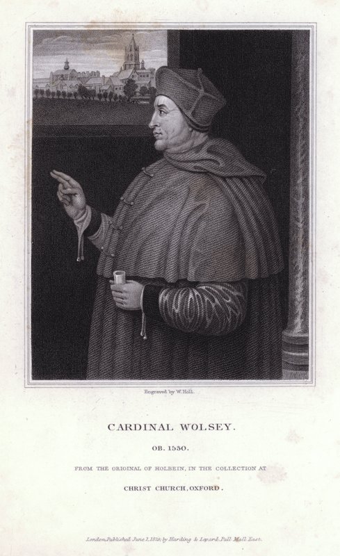 Thomas Wolsey, político inglês, arcebispo e cardeal da Igreja Católica (gravura) de Hans (after) Holbein the Younger