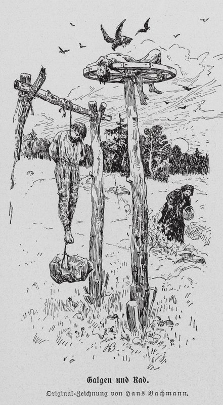 Execução: forca e roda (gravura) de Hans Bachmann