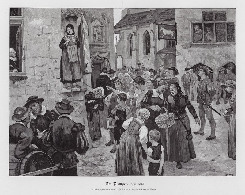 Mulher no pelourinho (gravura) de Hans Bachmann