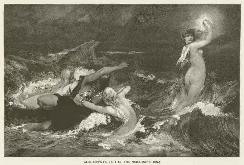 Perseguição dos Alberichs ao Anel dos Nibelungos de Hans Makart