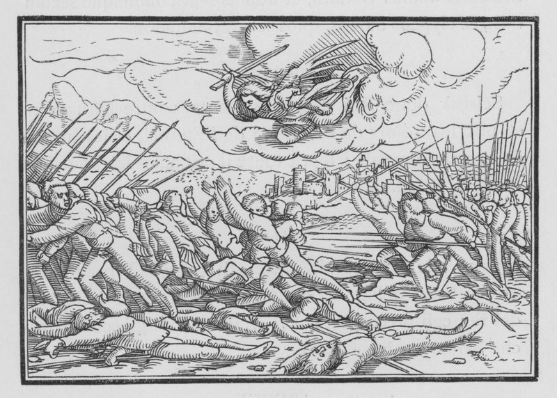 Um anjo destrói a hóstia assíria, 2 Crônicas XXXII, 21 de Hans after Holbein the Younger