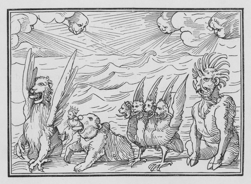 Daniels Visão das Quatro Feras, Daniel VII, 3 de Hans after Holbein the Younger