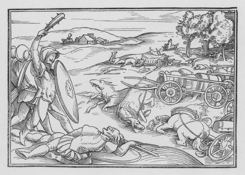 David Smiteth Hadadezer e os sírios, 2 Samuel VIII, 3 de Hans after Holbein the Younger