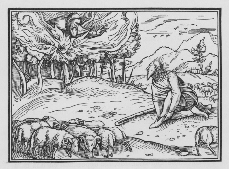 Deus aparece a Moisés em uma Sarça Ardente, Êxodo III, 5 de Hans after Holbein the Younger