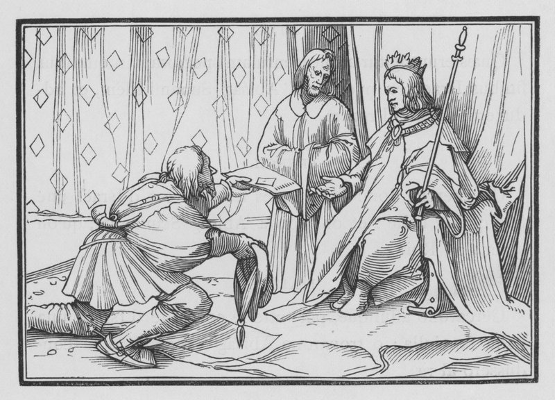 Hiram Sendeth para felicitar Salomão, 1 Reis V, 1 de Hans after Holbein the Younger
