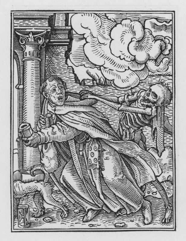 Dança da Morte de Holbein: o frade mendicante de Hans after Holbein the Younger
