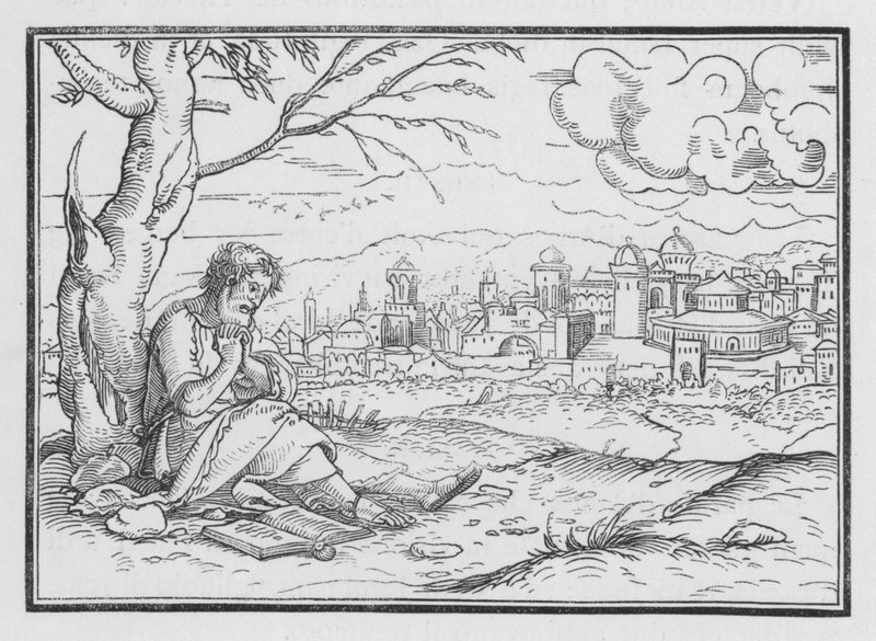 Jonas Repining na misericórdia de Deus, Jonas IV, 5 de Hans after Holbein the Younger