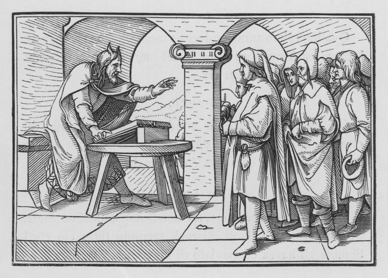 Moisés Exorta à Obediência dos Passos de Deus, Deuteronômio IV, 1 de Hans after Holbein the Younger