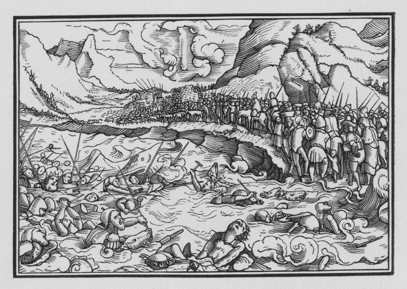 Faraó Segura os Israelitas, Êxodo XIV, 28 de Hans after Holbein the Younger