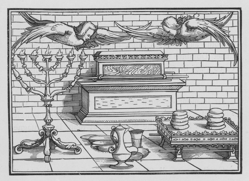 A Arca, a Misericórdia, os Querubins, a Mesa e o Candelabro, Êxodo XXV, 21, 22 de Hans after Holbein the Younger