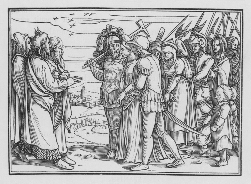 Os midianitas estragados e Balaão morto, números XXXI, 9 de Hans after Holbein the Younger